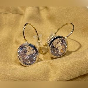 NWT Diamonique x Jennifer Miller 100 Facet Round Earrings, 8.00 ct Silver/Yellow